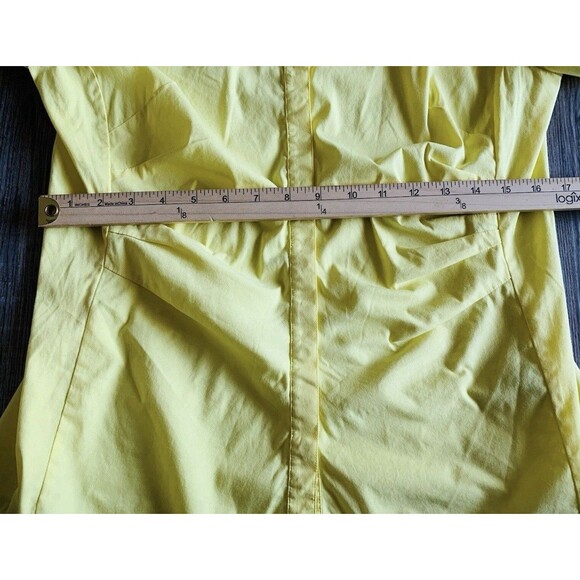 Lafayette 148 Yellow 3/4 Sleeve Ruched Gathered Stretch Button Up Top Blouse 6 - Picture 7 of 8
